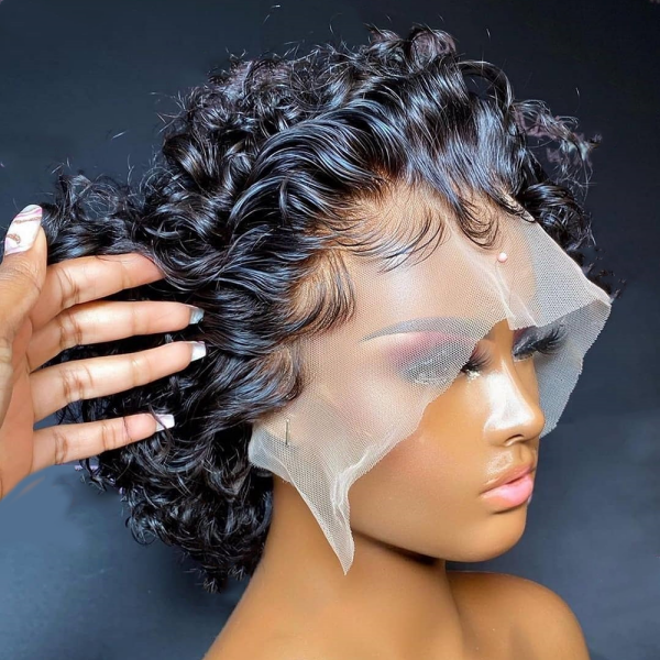 (ZA STOCKS) 2 Days Shipping 13x4 Lace Frontal Short Curly Pixie Wigs