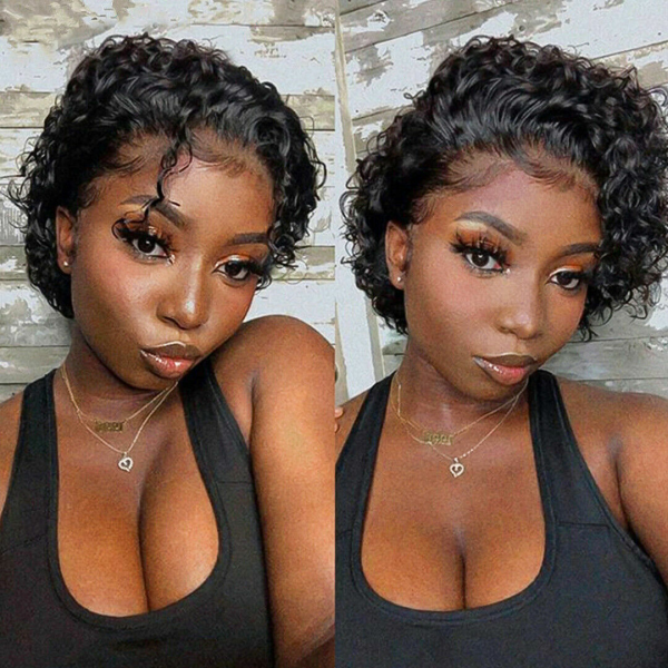 (ZA STOCKS) 2 Days Shipping 13x4 Lace Frontal Short Curly Pixie Wigs