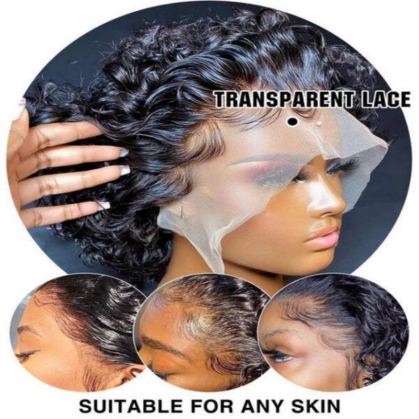 (ZA STOCKS) 2 Days Shipping 13x4 Lace Frontal Short Curly Pixie Wigs