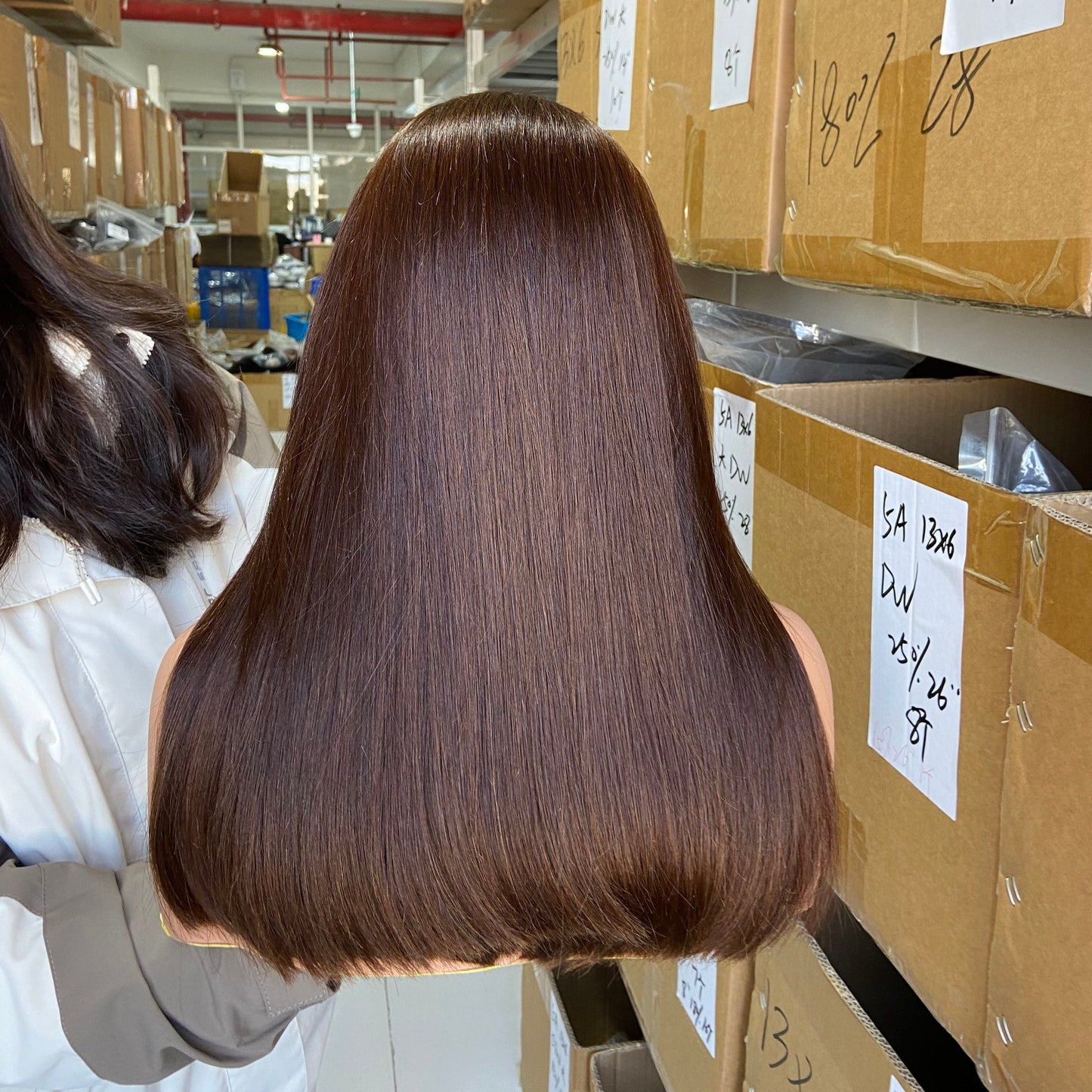 Double Drawn Ombre Dark Brown Color Frontal Wig