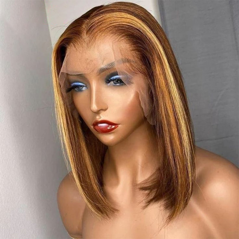 Double Drawn Piano Color Full Frontal Bob Wig