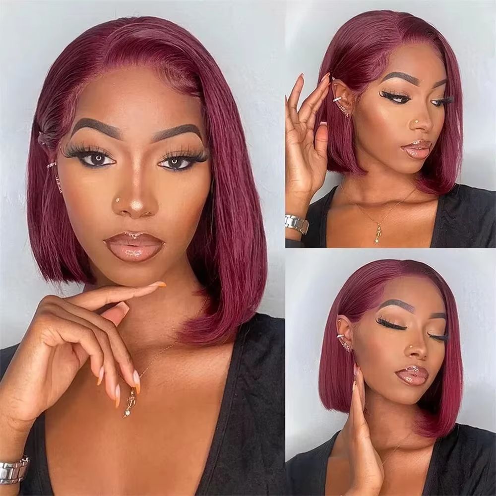 SPECIAL| Maroon Color #99j Glueless 4x4 Bob Wig