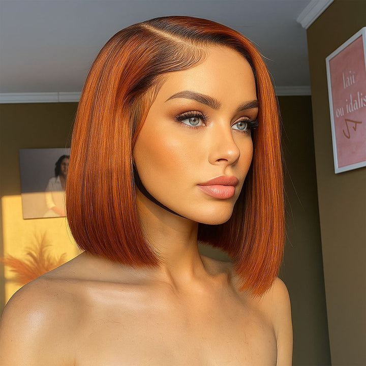 SPECIAL| Brown And Ginger Piano Color 13X4 Full Frontal Lace Bob Wig
