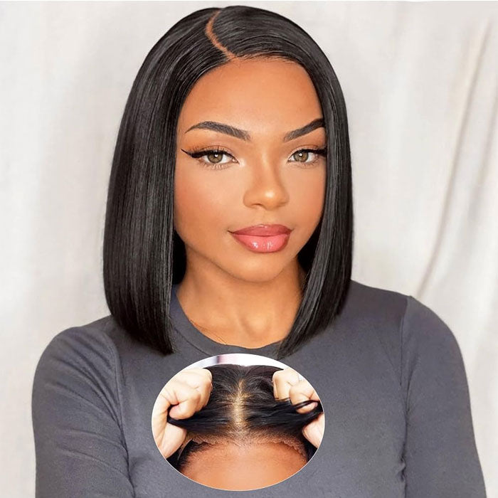 Double Drawn Gluless 4x4 Lace Closure Wig 250% Density Thick And Volume