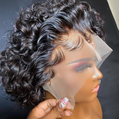 (ZA STOCKS) 2 Days Shipping 13x4 Lace Frontal Short Curly Pixie Wigs