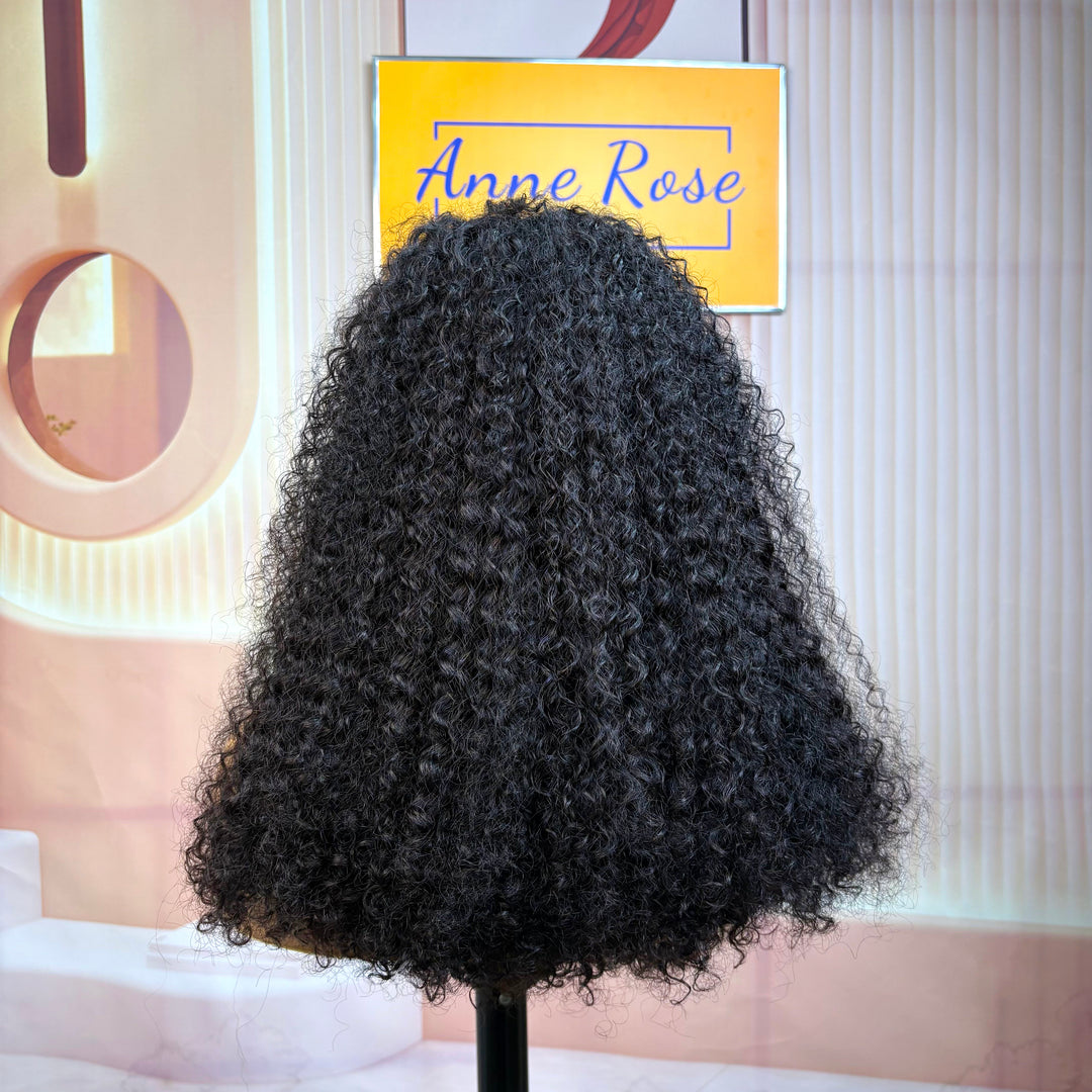 Peruvian Double Drawn Lace 13x4 Full Frontal Bob Jerry Curly Wig