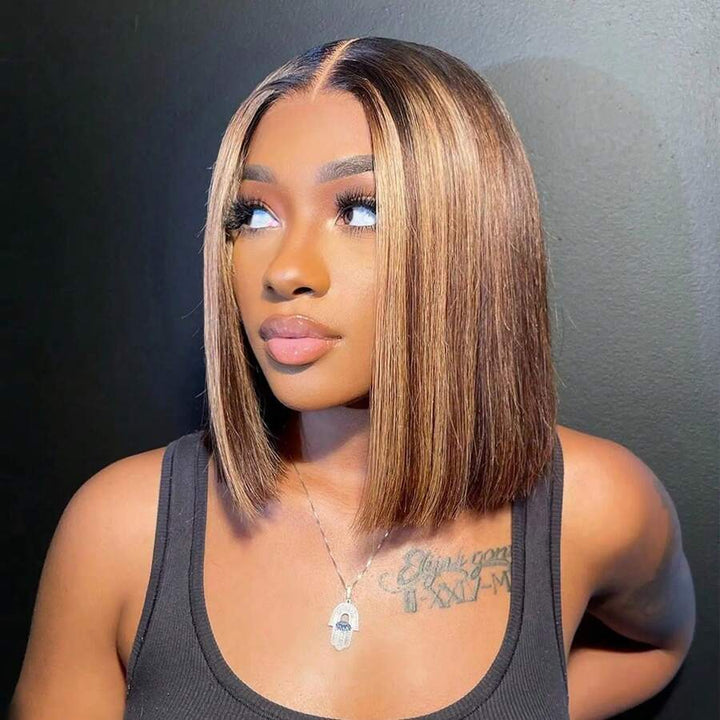 SPECIAL| Piano Color Glueless Full Frontal 13X4 Bob Wig Color #P4/27