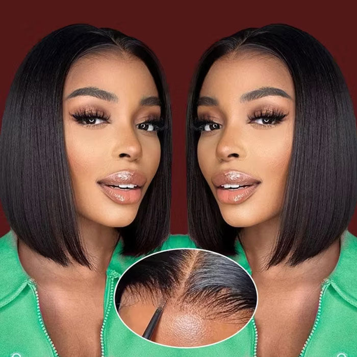 Double Drawn Gluless 4x4 Lace Closure Wig 250% Density Thick And Volume