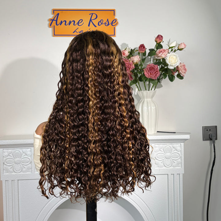 Peruvian Double Drawn Lace 4x4 Closure Bob Water Wave Wig 