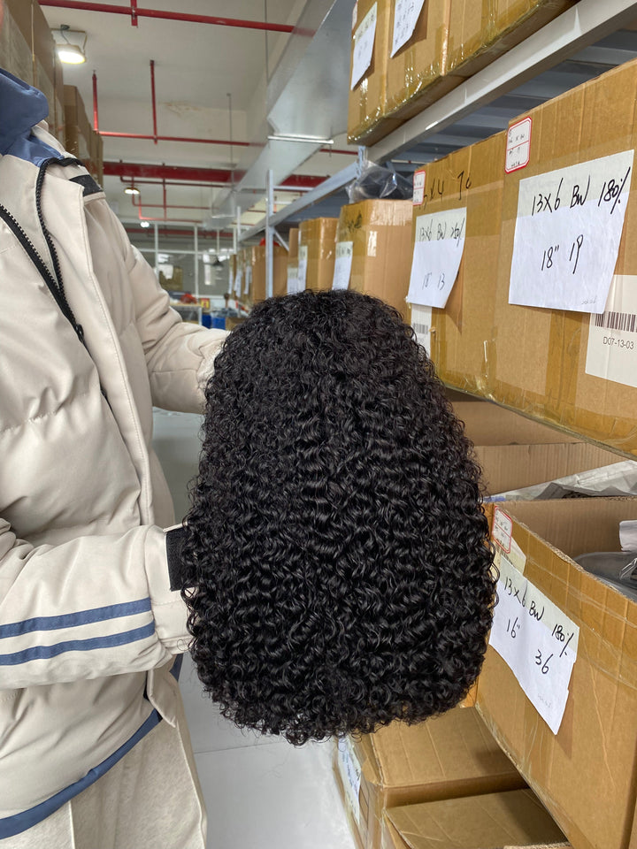 (ZA STOCKS )Peruvian Double Drawn Lace 13x4 Full Frontal Bob Jerry Curly Wig