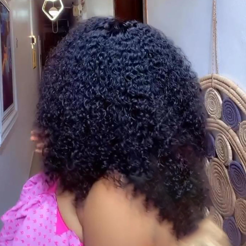 (ZA STOCKS)Peruvian Double Drawn Lace 13x4 Full Frontal Bob Pixie Curls Wig