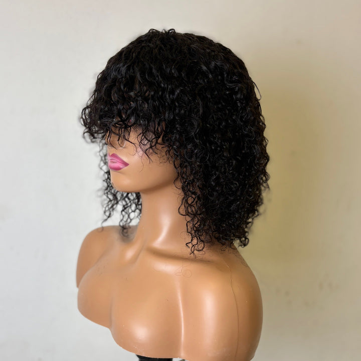 SPECIAL| Peruvian Human Hair Jerry Curly Fringe Bob Wig with Bangs