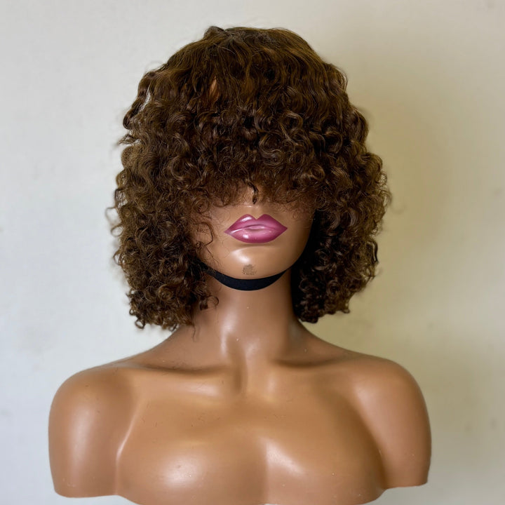 SPECIAL| Chocolate Brown Glueless Fringe Bob Wig