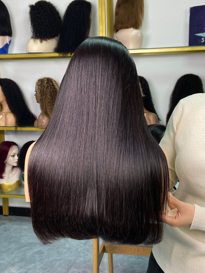 (ZA Stock)Peruvian Double Drawn Lace 13x4 Full Frontal Bob Straight Wig