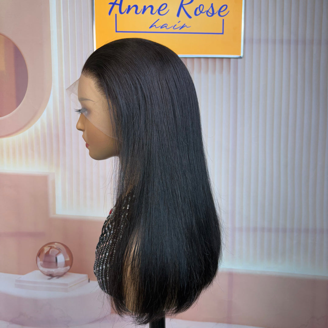 Peruvian Double Drawn Lace 13x4 Full Frontal Bob Straight Wig