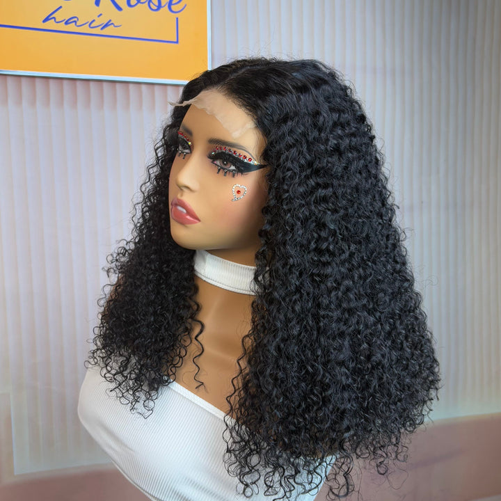 Peruvian Double Drawn Glueless 4x4 Closure Jerry Curly Wig