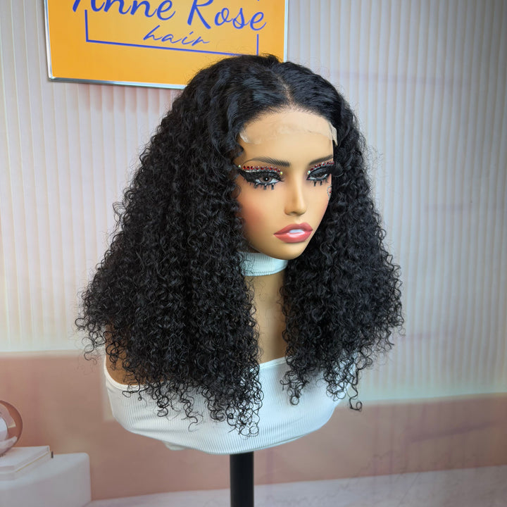 Peruvian Double Drawn Glueless 4x4 Closure Jerry Curly Wig