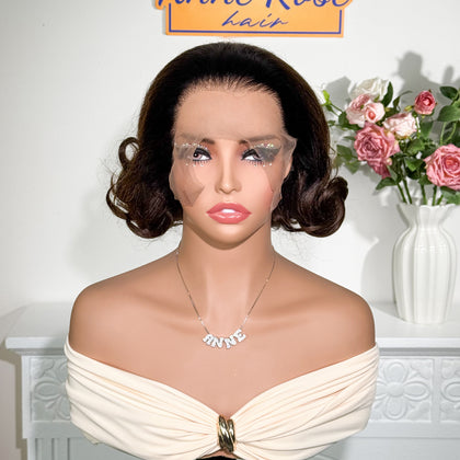 2026 New in Vietnam Raw Hair Glueless Loose Bouncy Brown T1B/4 Short Wig
