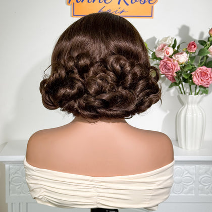 2026 New in Vietnam Raw Hair Glueless Loose Bouncy Brown T1B/4 Short Wig