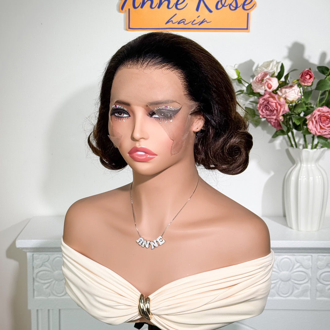 2026 New in Vietnam Raw Hair Glueless Loose Bouncy Brown T1B/4 Short Wig
