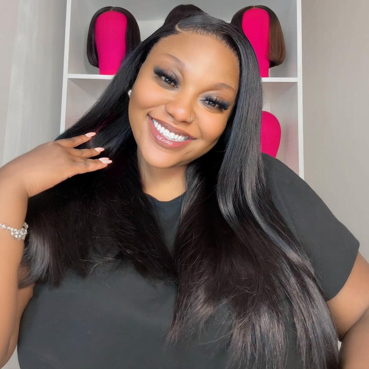 Influencer Pick ! Peruvian Double Drawn Lace 13x4 Full Frontal Bob Straight Wig