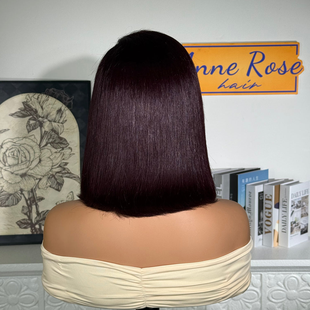 Grape Color Double Drawn 13x4 Lace Full Frontal Wig