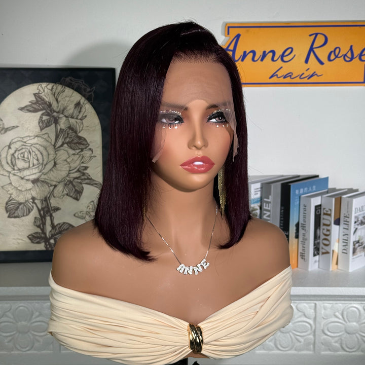 Grape Color Double Drawn 13x4 Lace Full Frontal Wig