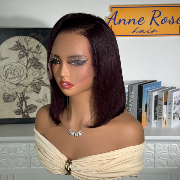 Grape Color Double Drawn 13x4 Lace Full Frontal Wig