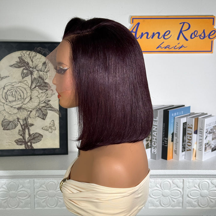 Grape Color Double Drawn 13x4 Lace Full Frontal Wig
