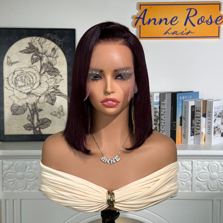 Grape Color Double Drawn 13x4 Lace Full Frontal Wig