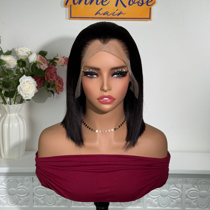 Natural Lagos Hairline Vietnam Hair Glueless 13x4 Frontal Bob Wig with Drawstring