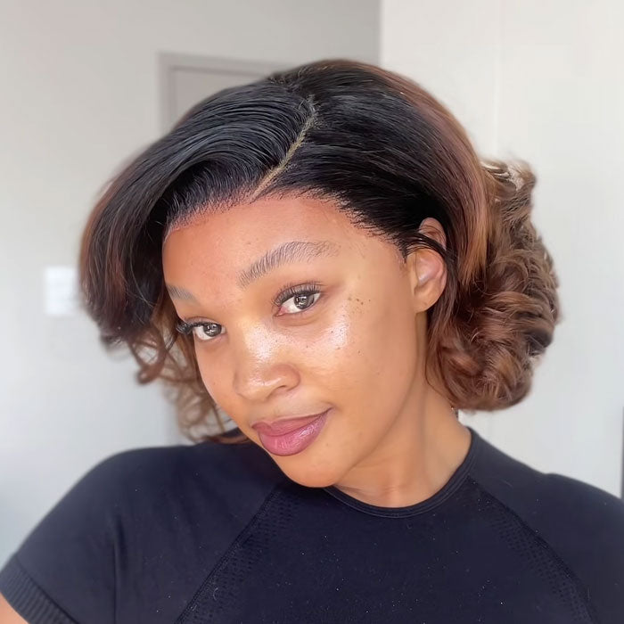 2026 New in Vietnam Raw Hair Glueless Loose Bouncy Brown T1B/4 Short Wig