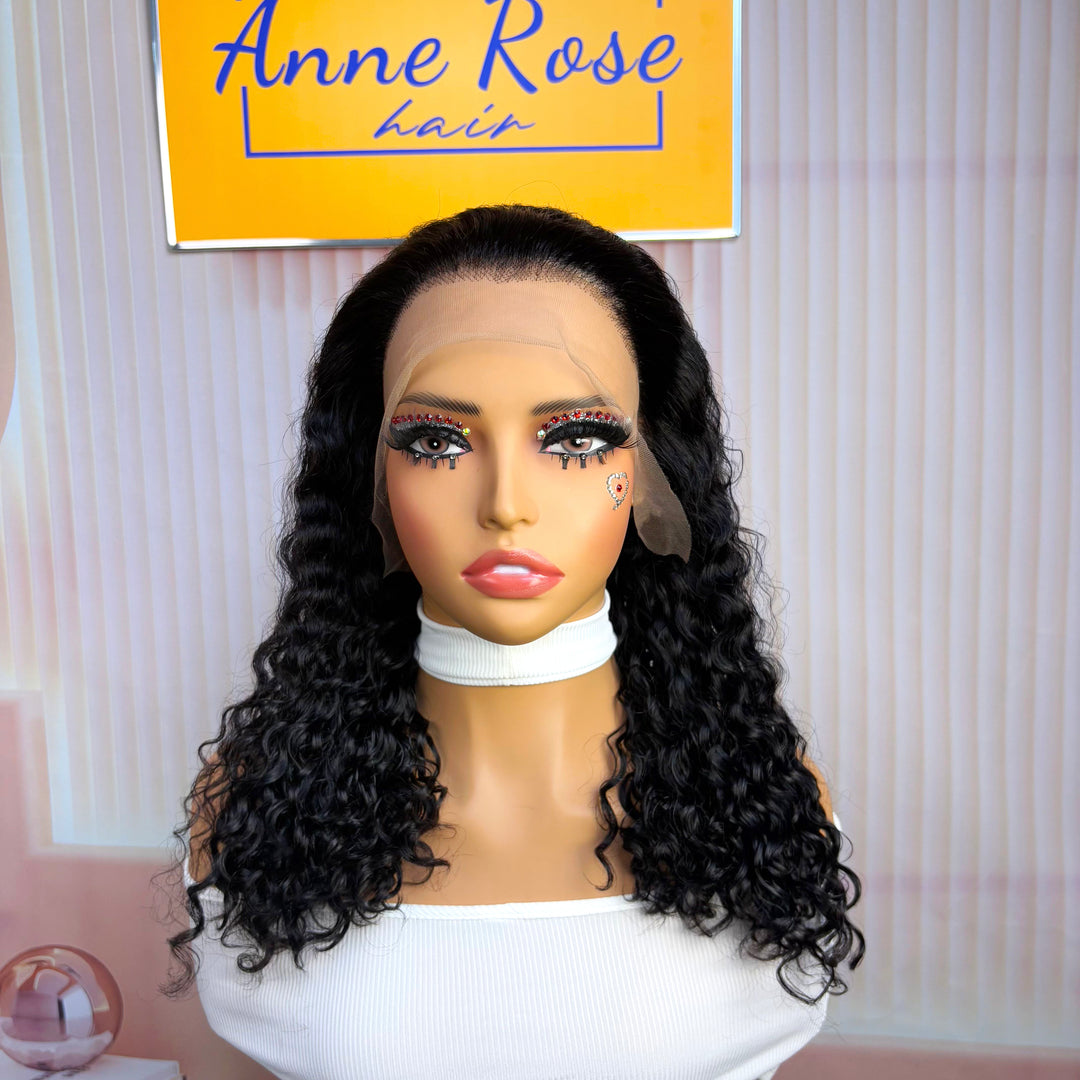 Peruvian Double Drawn Lace 13x4 Full Frontal Bob Water Wave Wig