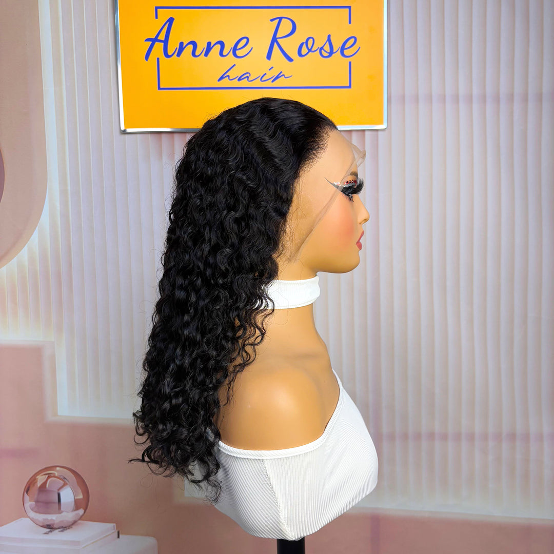 Peruvian Double Drawn Lace 13x4 Full Frontal Bob Water Wave Wig