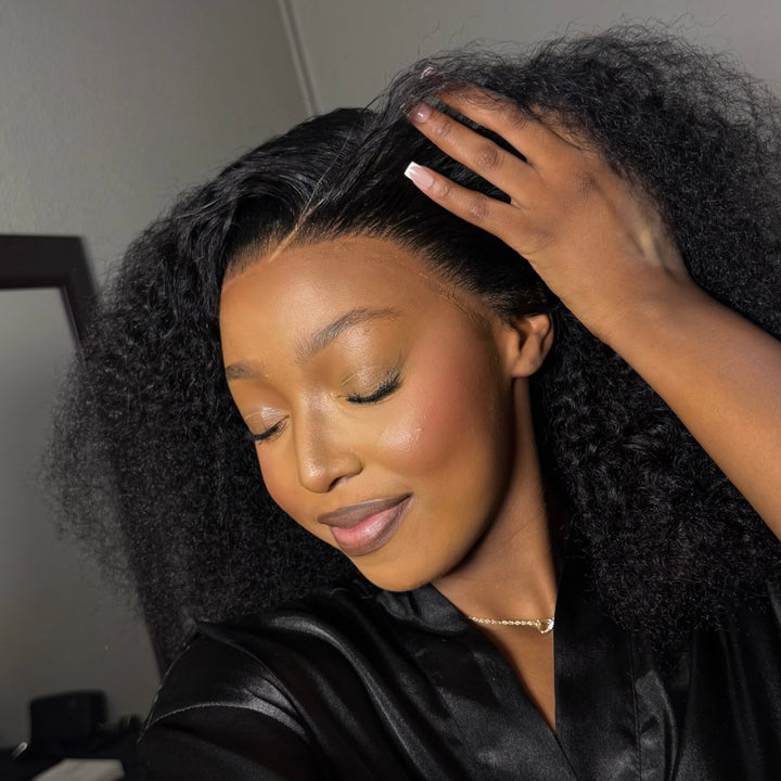 Peruvian Double Drawn Lace 13x4 Full Frontal Bob Jerry Curly Wig