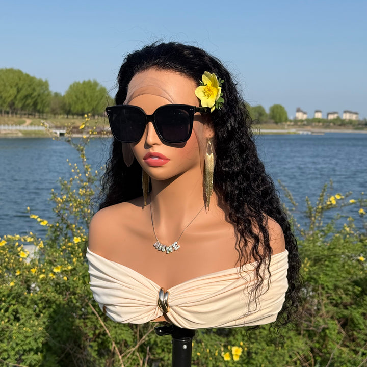 Peruvian Human Hair Water Wave Full Frontal Transparent Lace Wig