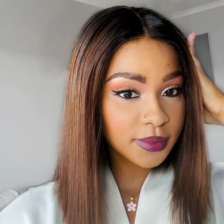 Influencer Pick! Vietnam Raw Hair SDD Bone Straight Ombre Brown T1B/4 Color Wig