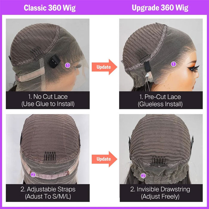 360 Lace Frontal Wig Yaki Straight Human Hair with Widow&