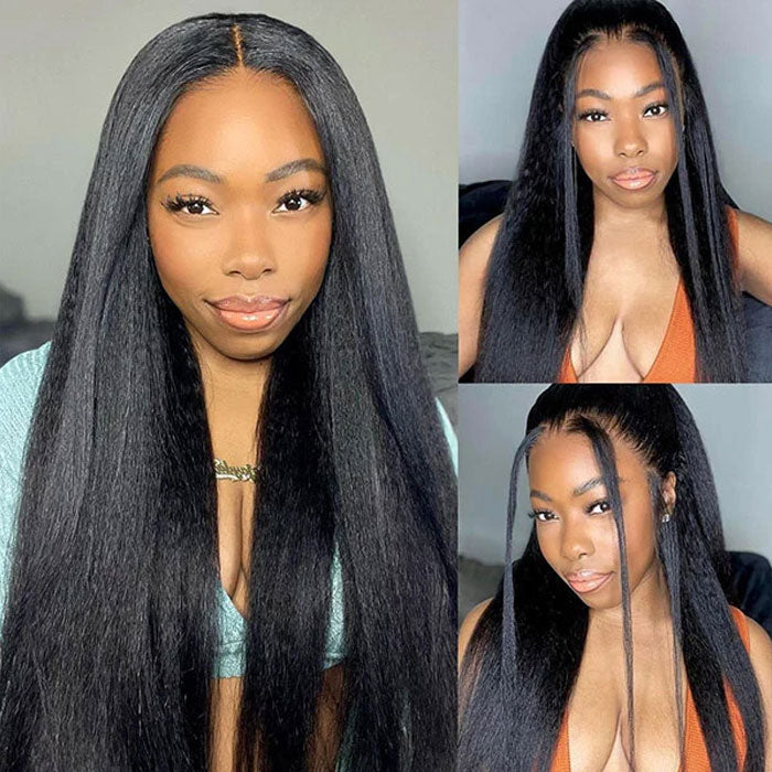 360 Lace Frontal Wig Yaki Straight Human Hair with Widow&