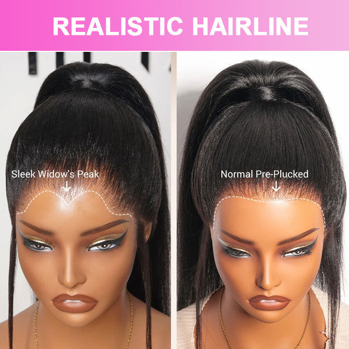 360 Lace Frontal Wig Yaki Straight Human Hair with Widow&