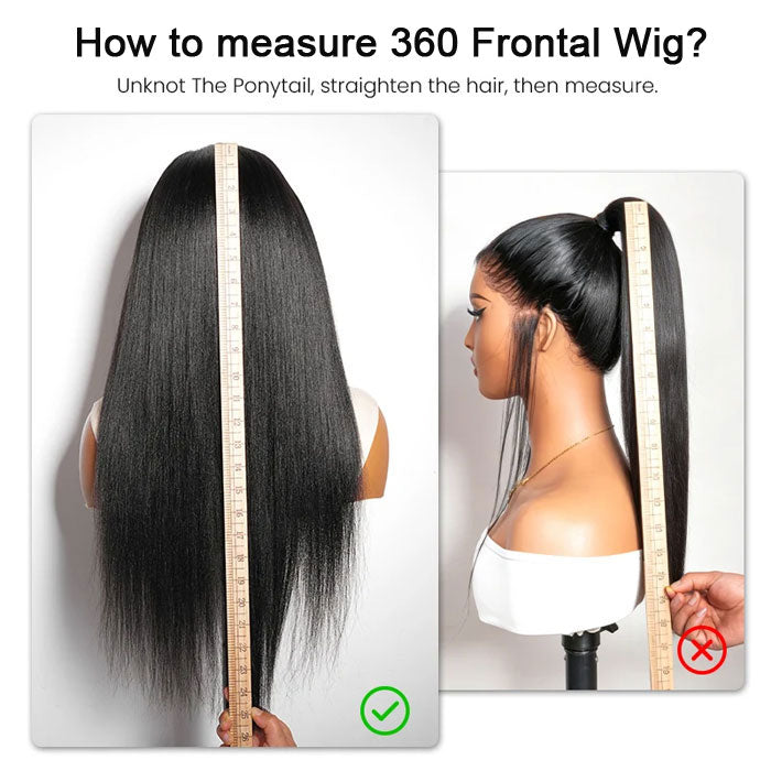 360 Lace Frontal Wig Yaki Straight Human Hair with Widow&