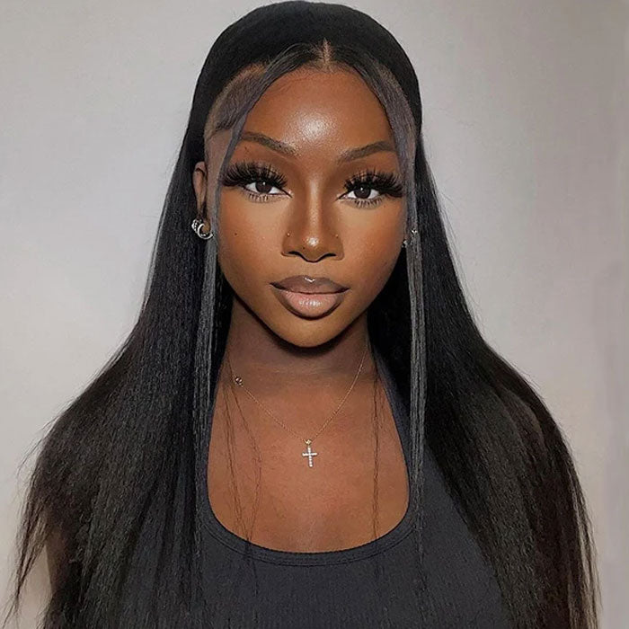 360 Lace Frontal Wig Yaki Straight Human Hair with Widow&