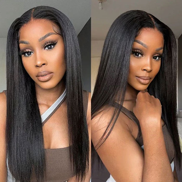 360 Lace Frontal Wig Yaki Straight Human Hair with Widow&