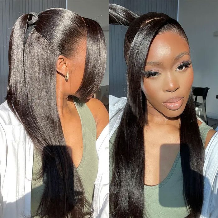 360 Lace Frontal Wig Yaki Straight Human Hair with Widow&
