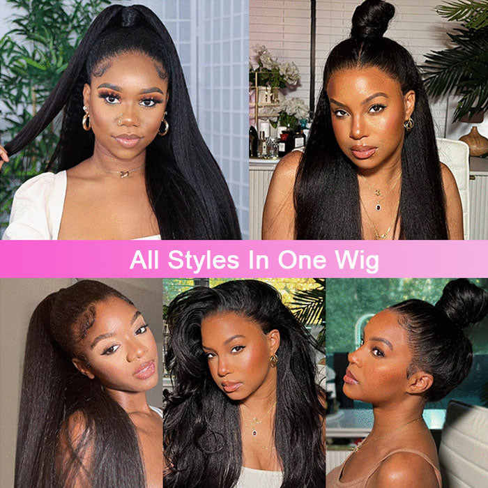 360 Lace Frontal Wig Yaki Straight Human Hair with Widow&