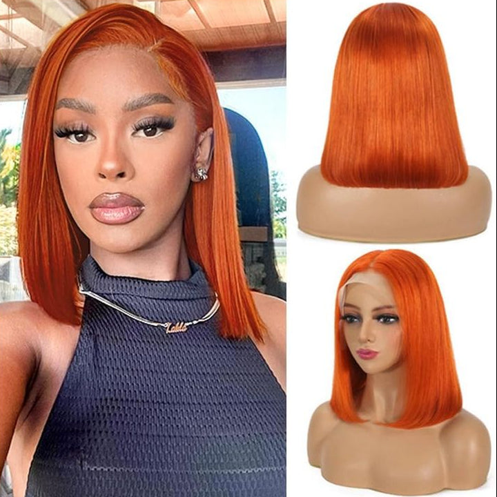 Ginger #350 Color Double Drawn 13x4 Full Lace Frontal Straight Wig