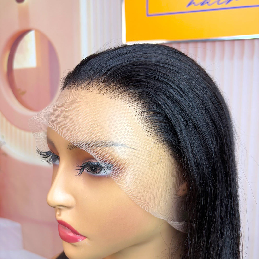Peruvian Double Drawn Lace 13x4 Full Frontal Bob Straight Wig