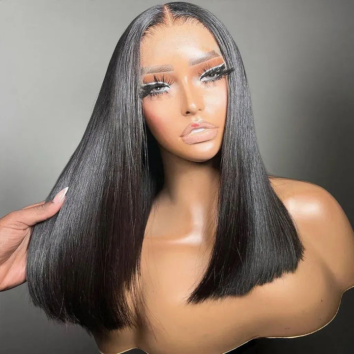 Peruvian Double Drawn Lace 13x4 Full Frontal Bob Straight Wig