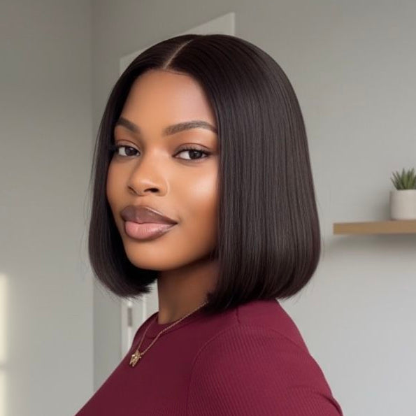 Glueless Straight 4X4 Lace Closure Short Bob 150% Density Wig