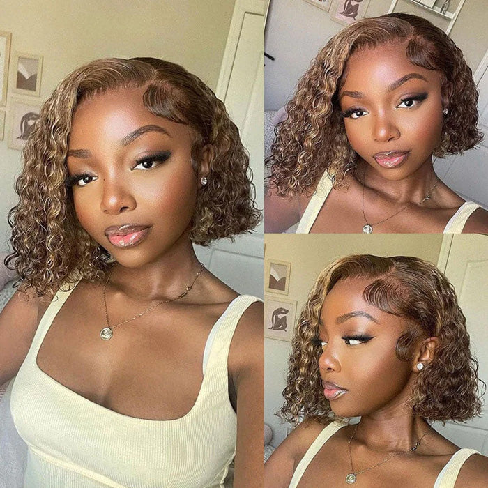 50% Off Highlight Piano Color P4/27 Jerry Curly 13x4 Full Frontal Wig Human Hair
